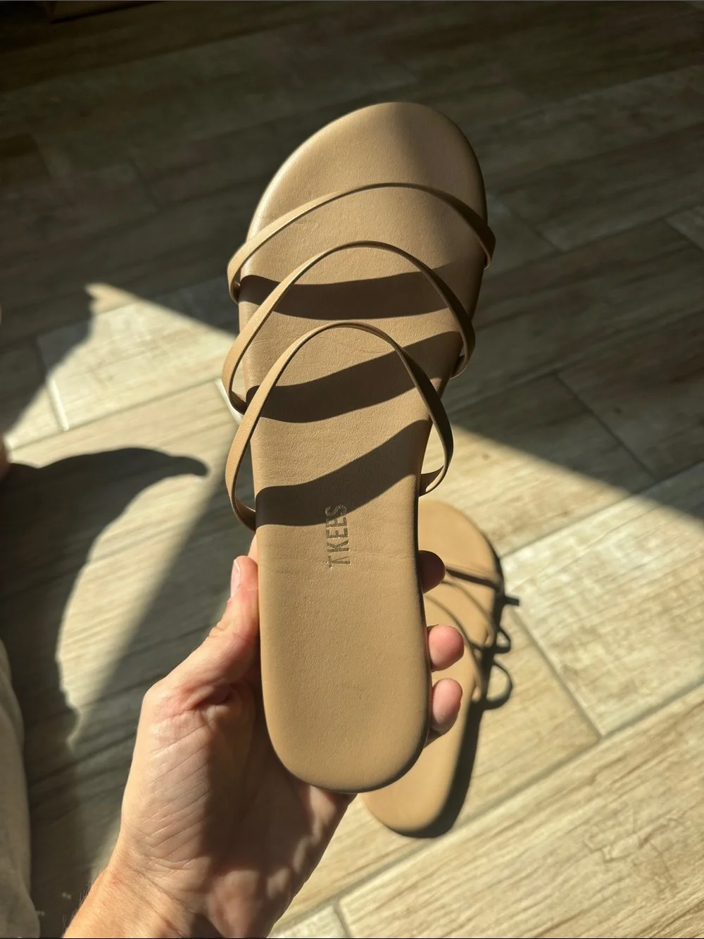 TKEES Tan Multi-Strap Slide Sandals